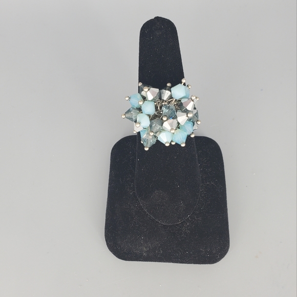 Swarovski Shades of Blue Beaded Ring - Picture 8 of 10